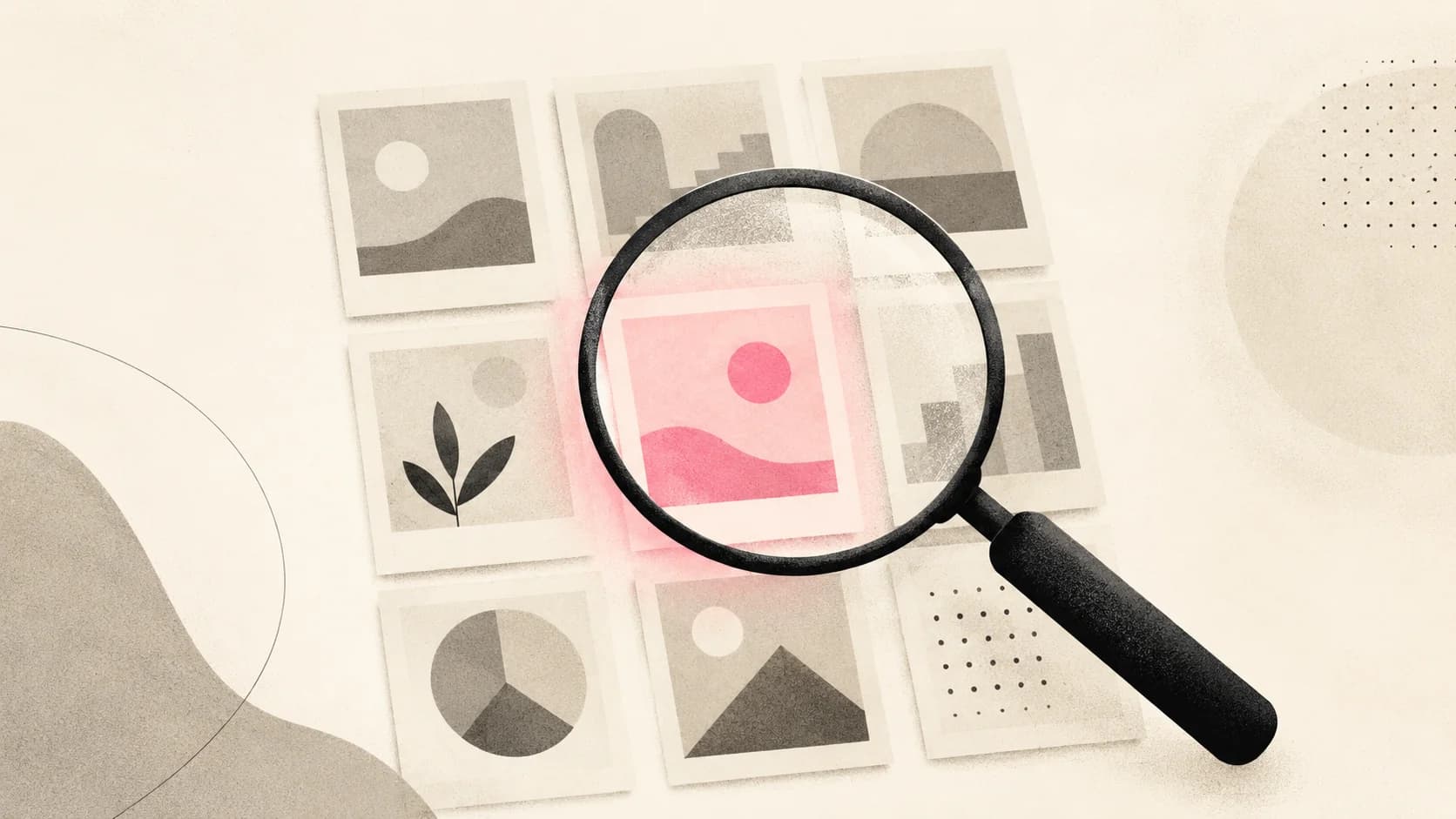 Editorial illustration showing a magnifying glass examining a grid of Instagram posts — visualizing what data is public versus what stays gated